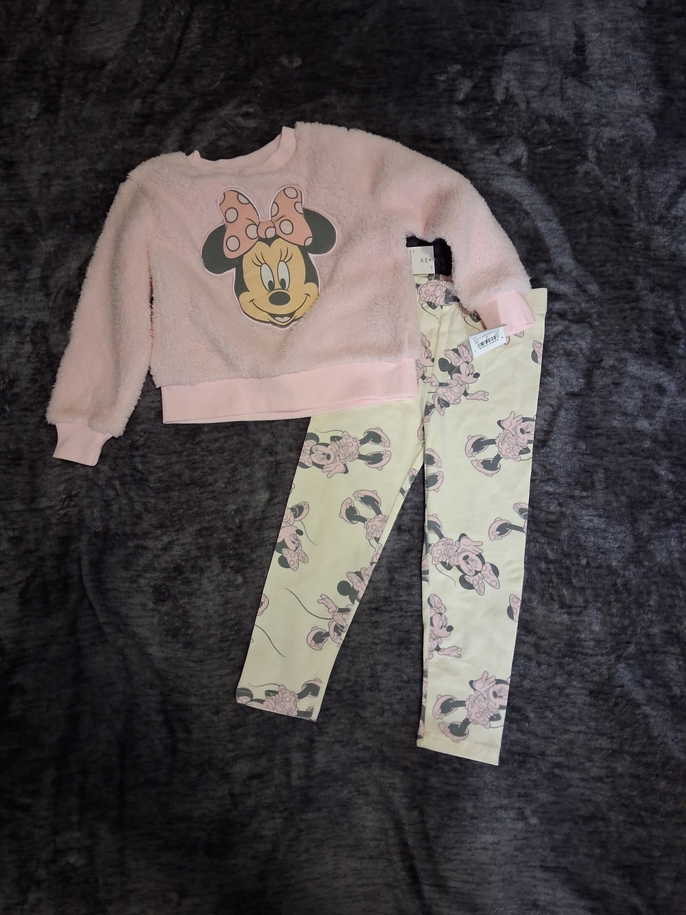 2pc Disney Minnie Mouse Outfit Sweater/Leggings Pink/Cream Girls 2T